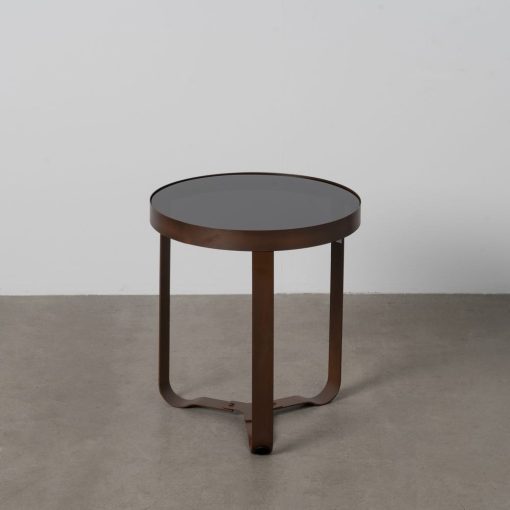 Mesinha Castanho Escuro Metal-Cristal 40 X 40 X 45 Cm