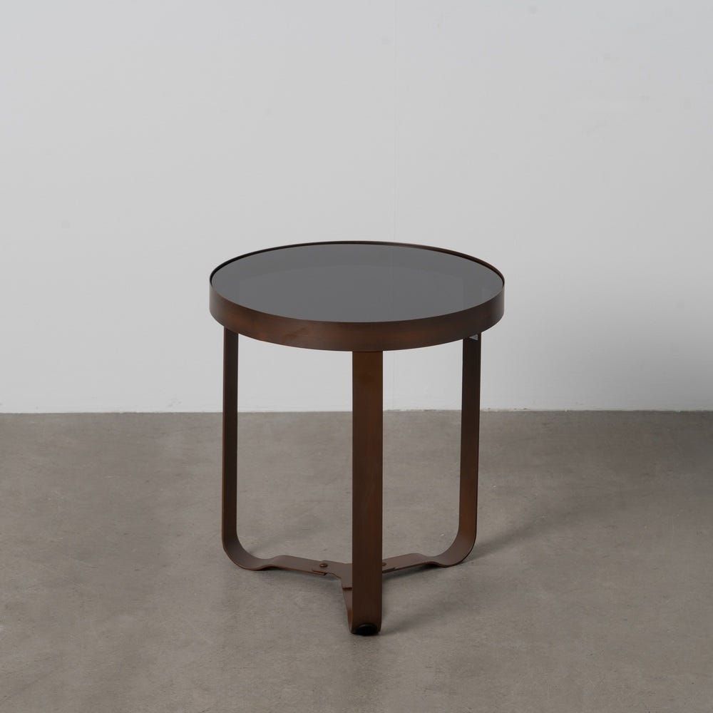 Mesinha Castanho Escuro Metal-Cristal 40 X 40 X 45 Cm