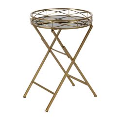 Mesinha Dorado Metal-Cristal Decoração 51 X 49 X 71