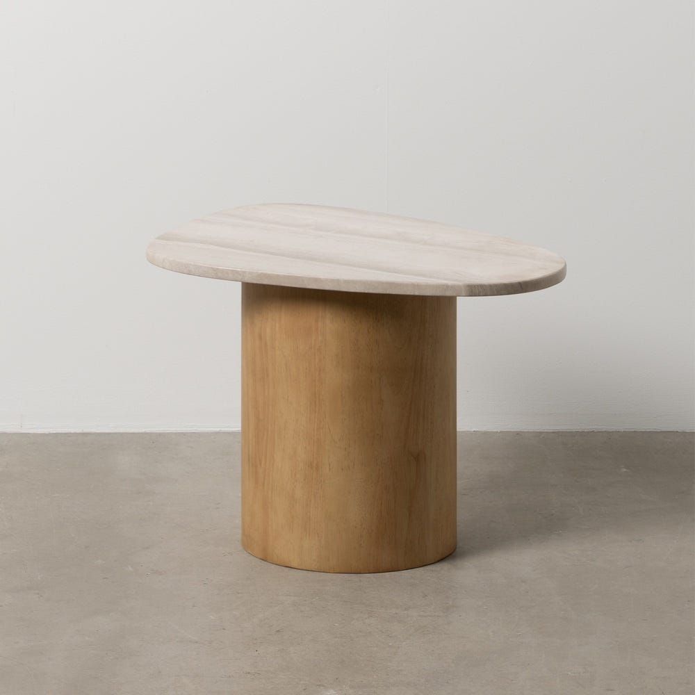 Mesinha Natural-Branco Mármore/Madeira 58 X 38 X 40 Cm - Image 2