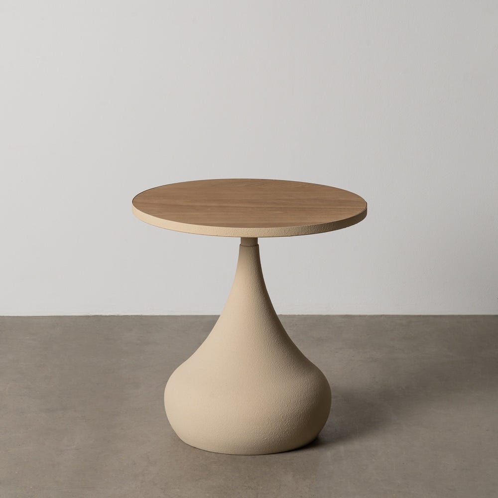 Mesinha Natural-Branco Mdf-Metal 45 X 45 X 43 Cm