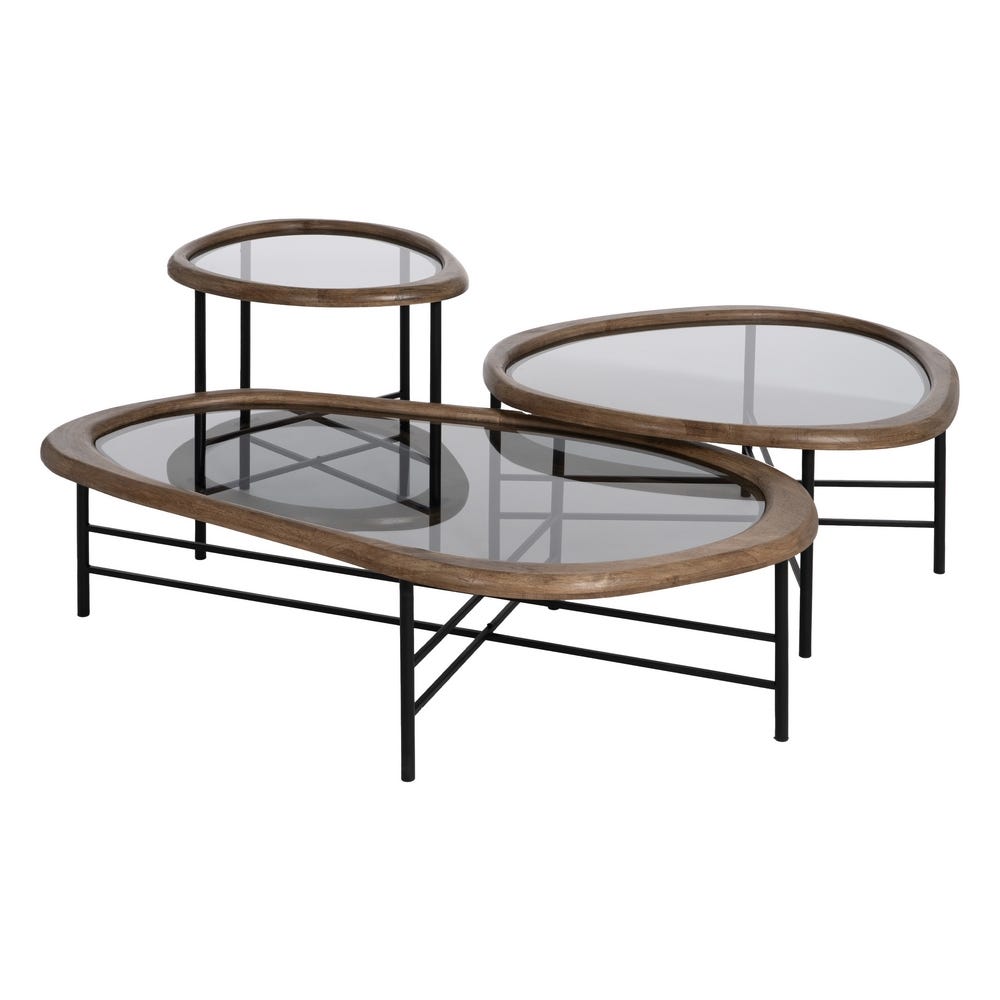 Mesinha Natural-Preto Madeira-Metal 61 X 50 X 53 Cm