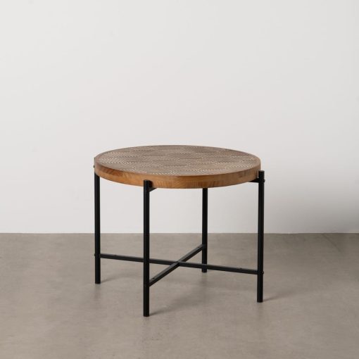 Mesinha Natural-Preto Metal-Madeira 69 X 69 X 52,50 Cm - Image 5