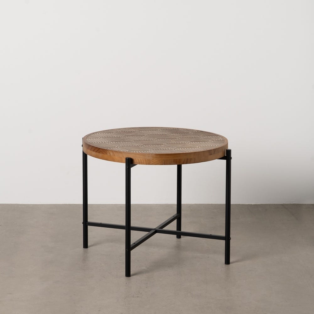 Mesinha Natural-Preto Metal-Madeira 69 X 69 X 52,50 Cm - Image 5