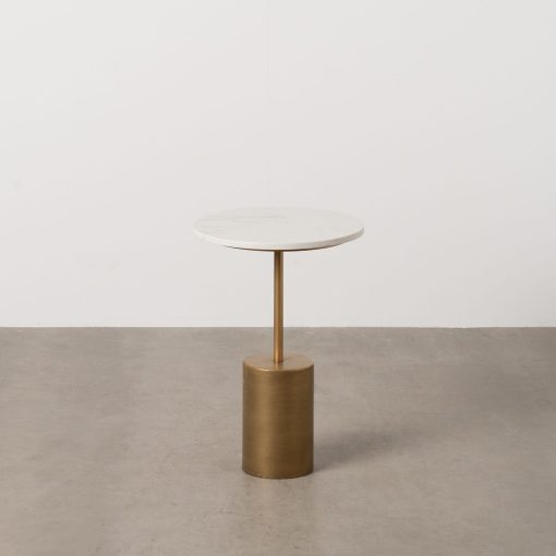 Mesinha Ouro-Branco Metal-Mármore 35 X 35 X 52 Cm - Image 2