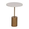 Mesinha Ouro-Branco Metal-Mármore 40 X 40 X 56 Cm