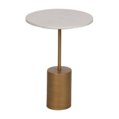 Mesinha Ouro-Branco Metal-Mármore 40 X 40 X 56 Cm