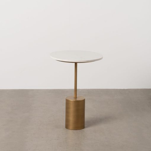 Mesinha Ouro-Branco Metal-Mármore 40 X 40 X 56 Cm - Image 5