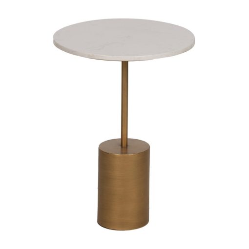 Mesinha Ouro-Branco Metal-Mármore 40 X 40 X 56 Cm