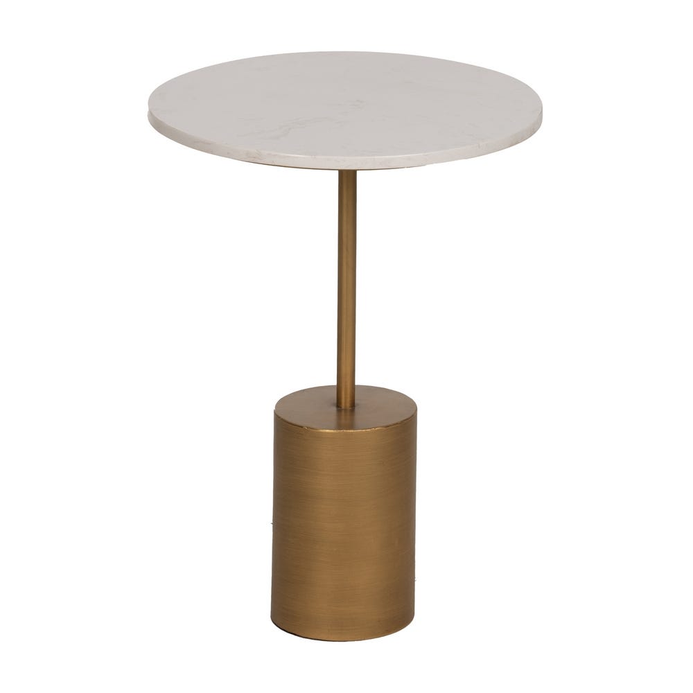 Mesinha Ouro-Branco Metal-Mármore 40 X 40 X 56 Cm - Image 4