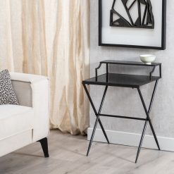 Mesinha Preto Metal-Cristal 45 X 35 X 65 Cm