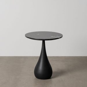 Mesinha Preto Metal-Mármore 40 X 40 X 47 Cm