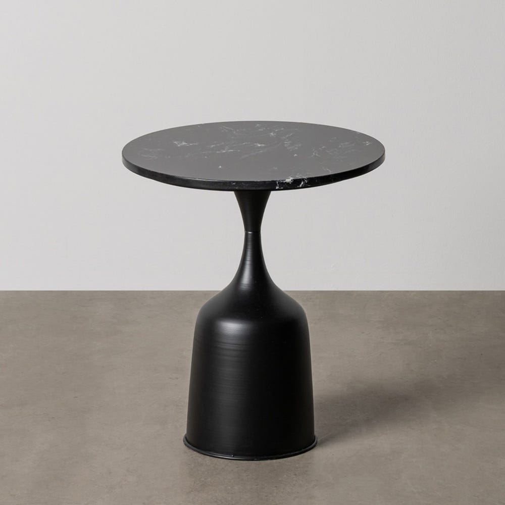 Mesinha Preto Metal-Mármore 40 X 40 X 56 Cm