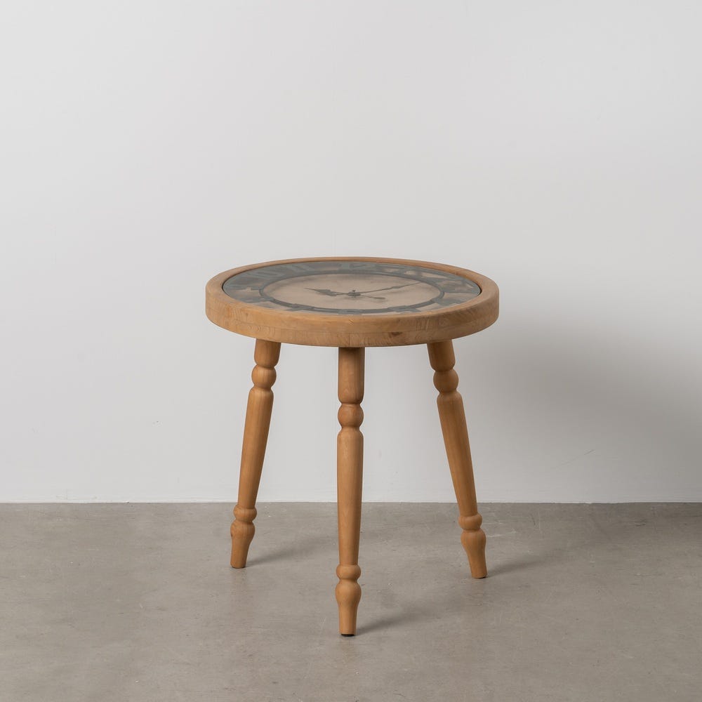 Mesinha Relógio Natural Mdf-Madeira 50 X 50 X 52,50 Cm - Image 4