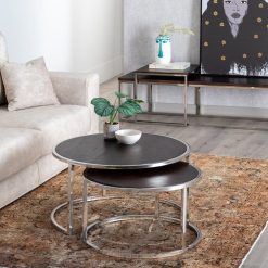 S/2 Mesa De Cafe Castanho-Prata 75 X 75 X 41 Cm