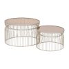 S/2 Mesa De Cafe Creme Metal-Cristal 65 X 65 X 40 Cm