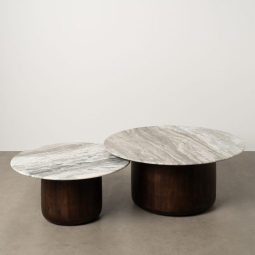 S/2 Mesa De Cafe Madeira-Mármore Room 100 X 100 X 43 Cm