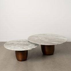 S/2 Mesa De Cafe Metal-Mármore Room 100 X 100 X 38 Cm