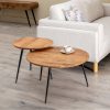 S/2 Mesa De Cafe Natural Madeira-Metal 70 X 70 X 40 Cm