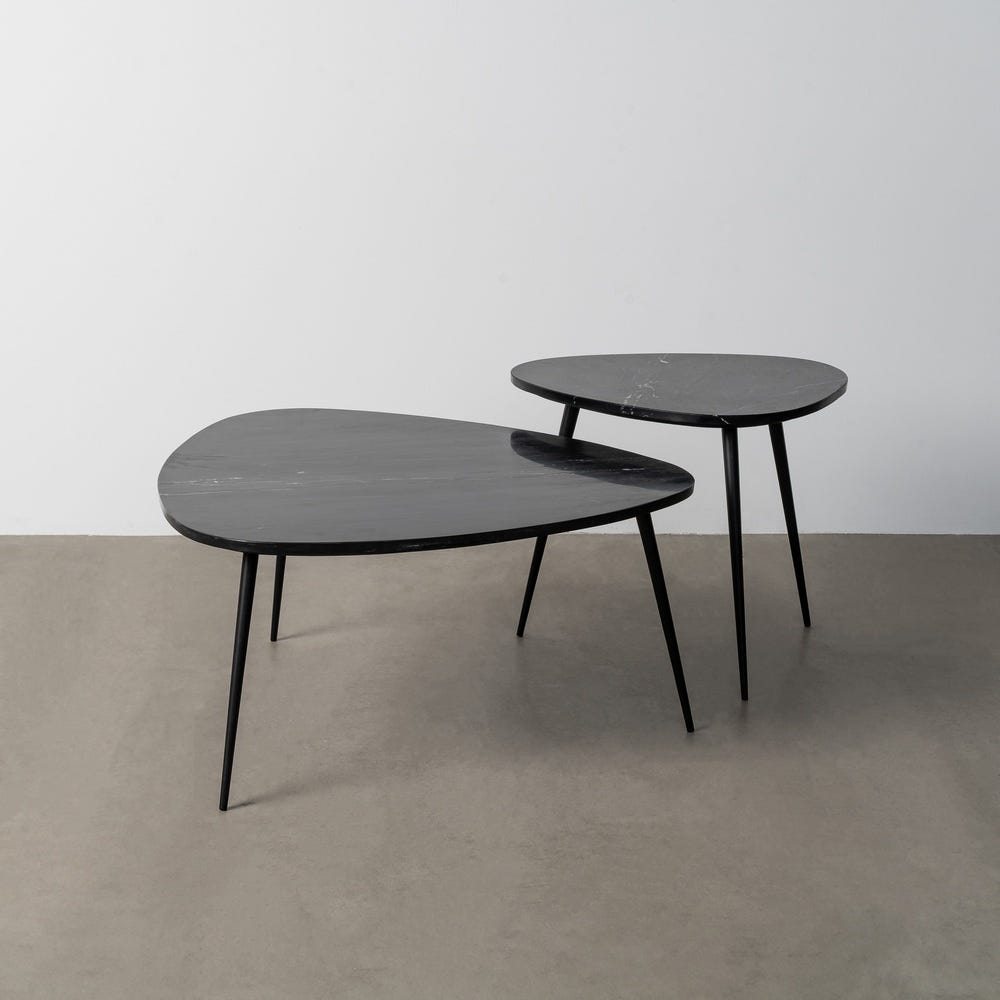 S/2 Mesa De Cafe Preto Mármore Room 87 X 81 X 41 Cm