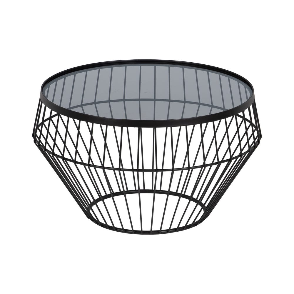 S/2 Mesa De Cafe Preto Metal-Cristal 73 X 73 X 40 Cm - Image 3