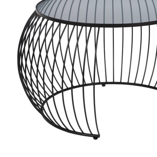 S/2 Mesa De Cafe Preto Metal-Cristal 89 X 80 X 51 Cm - Image 3
