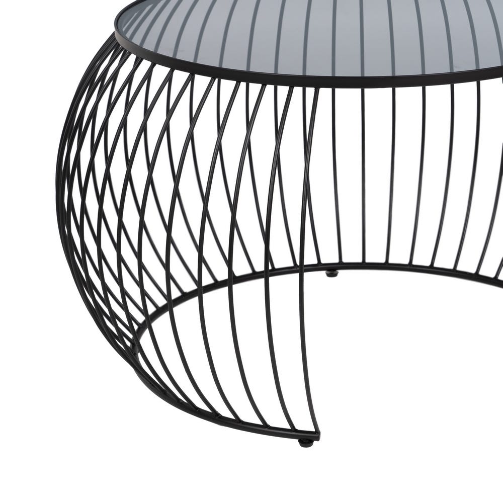 S/2 Mesa De Cafe Preto Metal-Cristal 89 X 80 X 51 Cm - Image 3