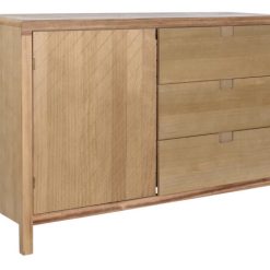Bufê Pinheiro MDF 120X40X80 3 Gavetas Castanho Claro
