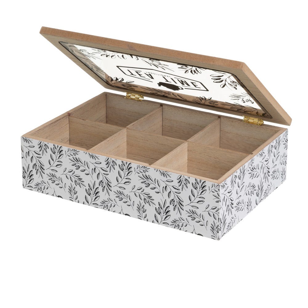 Caixa 6 Compartimentos Mdf-Cristal 24 X 16 X 7 Cm (1 unidade) - Image 2