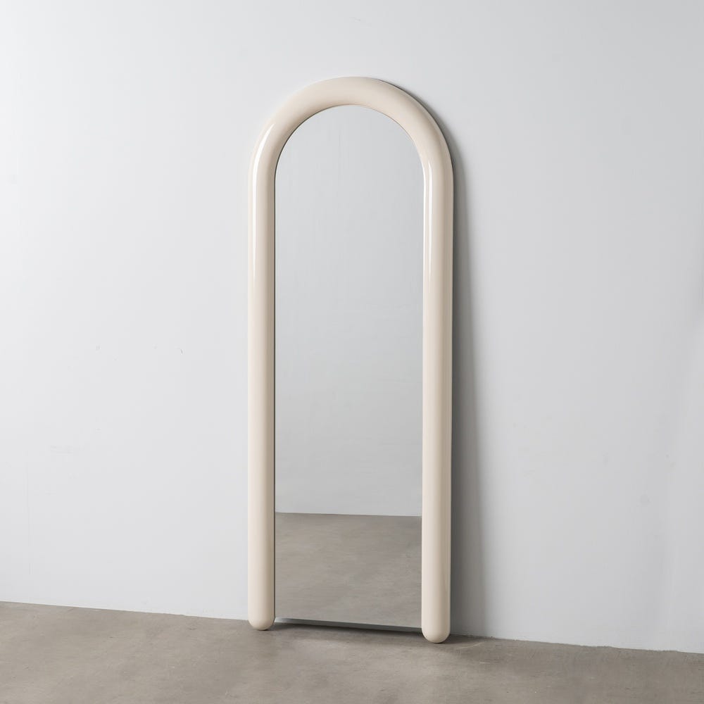 Cômoda Espelho Em Mdf Laqueado Creme - 60 X 5 X 160 Cm