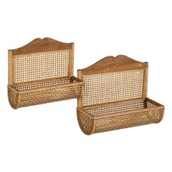 Conjunto De 2 Bandejas E Prateleiras Em Bambu Natural, 50,50 X 20 X 42,50 Cm