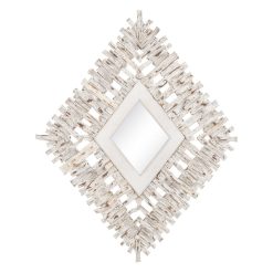 Espelho Branco Escovado Madeira Di Teca 95 X 8 X 115 Cm