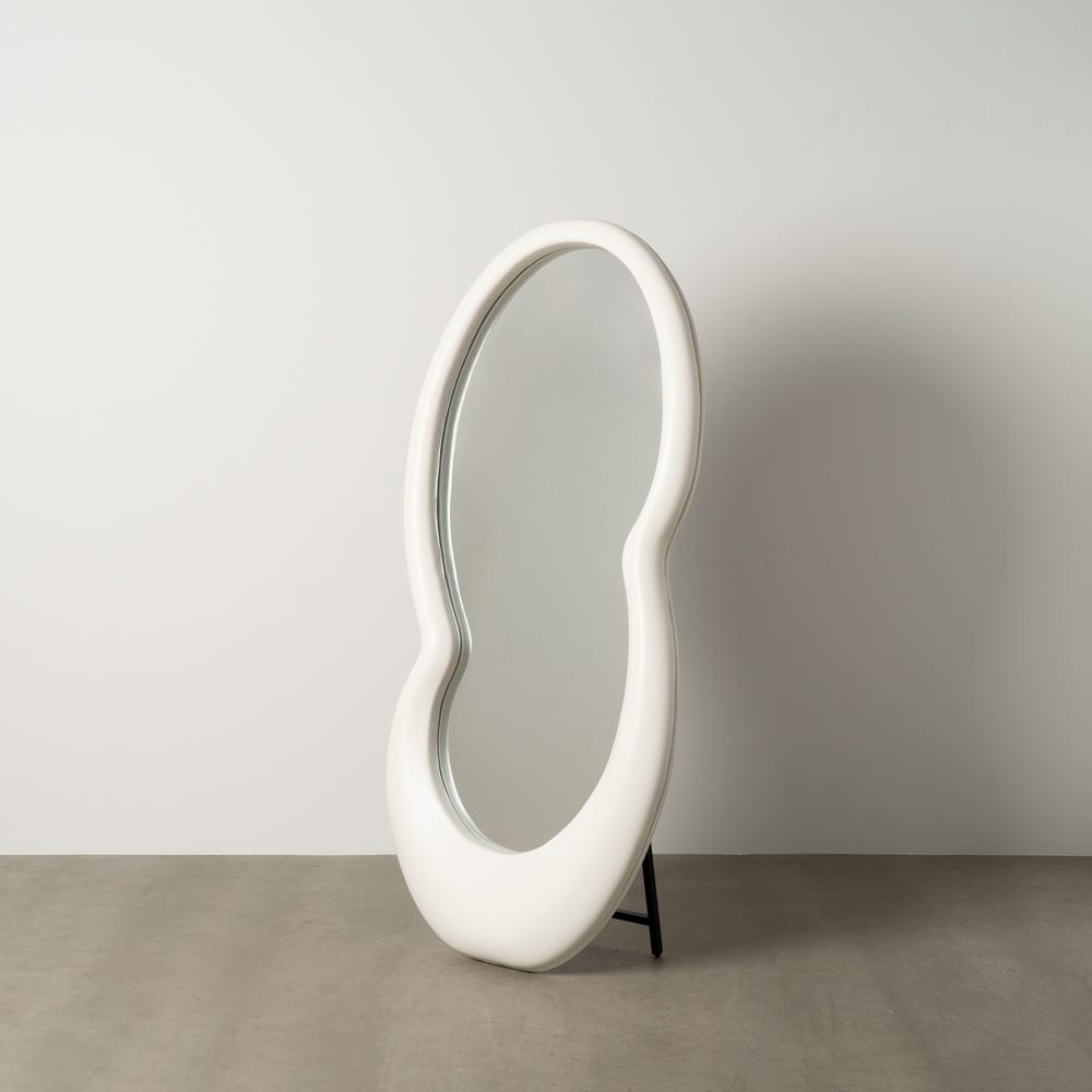 Espelho Branco Pu-Mdf Decoração. 85X170X10Cm
