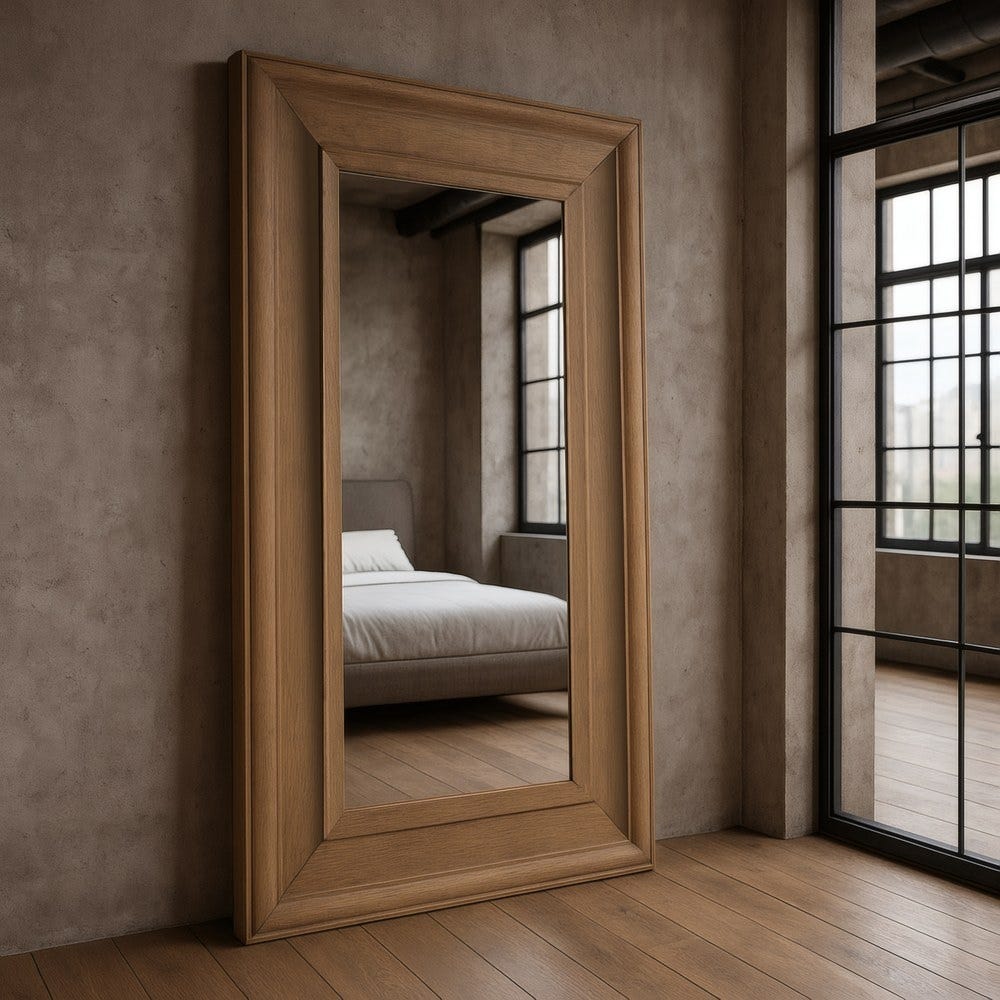 Espelho Em Mdf Natural (Madeira) 125 X 9 X 201 Cm