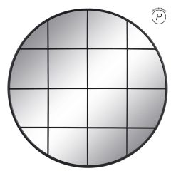 Espelho Janela Preto Metal-Cristal 80 X 1,50 X 80 Cm