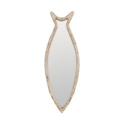 Espelho Peixe Branco Escovado Madeira 24,50 X 2 X 64 Cm