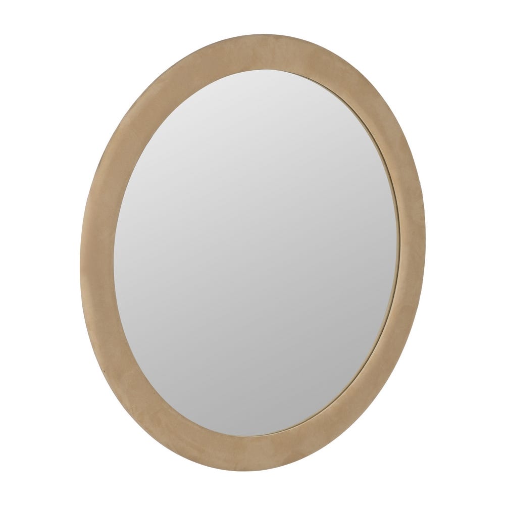 Espelho Redondo Bege Em Mdf E Tecido, 120 X 4 X 120 Cm - Image 2