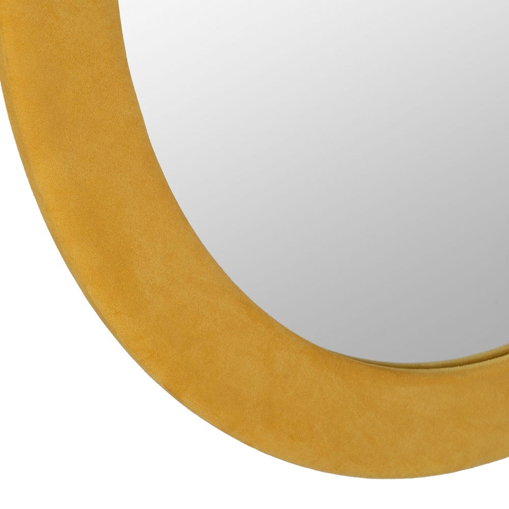 Espelho Redondo Mostarda Em Mdf E Tecido, 100 X 4 X 100 Cm - Image 4
