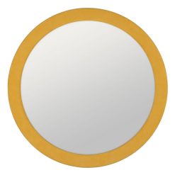 Espelho Redondo Mostarda Em Mdf E Tecido, 120 X 4 X 120 Cm