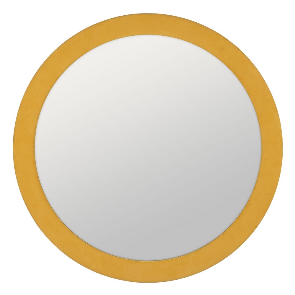 Espelho Redondo Mostarda Em Mdf E Tecido, 120 X 4 X 120 Cm