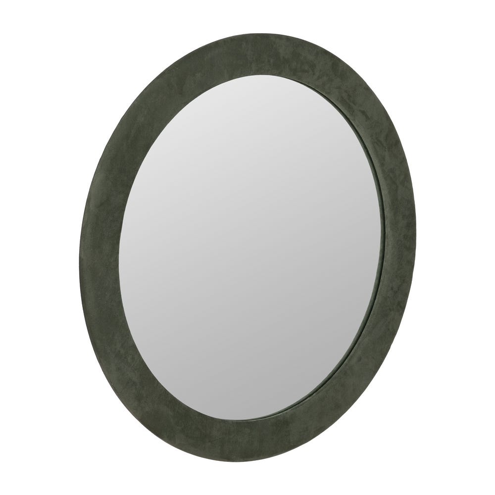 Espelho Redondo Verde Em Mdf E Tecido, 100 X 4 X 100 Cm - Image 2