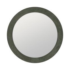 Espelho Redondo Verde Em Mdf E Tecido, 100 X 4 X 100 Cm
