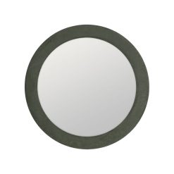 Espelho Redondo Verde Em Mdf E Tecido, 80 X 4 X 80 Cm