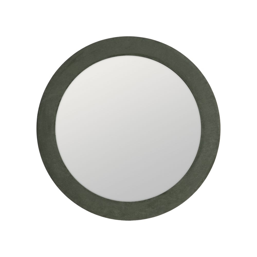 Espelho Redondo Verde Em Mdf E Tecido, 80 X 4 X 80 Cm