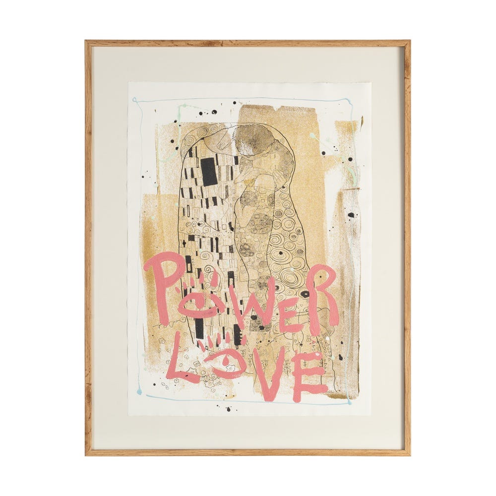 Gravura De Klimt Sobre Madeira E Vidro, 76 X 3 X 98 Cm