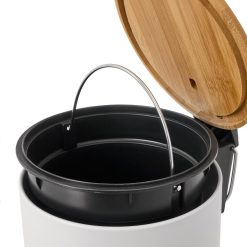 Alternative view of Lixeira 3 Litros Metal-Bambu Branco 17 X 21 X 23 Cm (1 unidade)