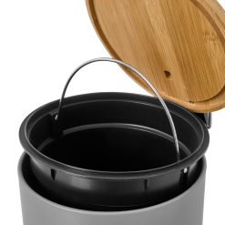 Alternative view of Lixeira 3 Litros Metal-Bambu Cinza 17 X 21 X 23 Cm (1 unidade)