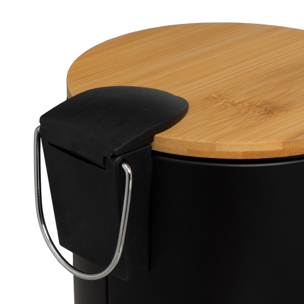 Lixeira 3 Litros Metal-Bambu Preto 17 X 22 X 23 Cm (1 unidade) - Image 3