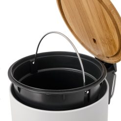 Alternative view of Lixeira 5 Litros Metal-Bambu Branco 21 X 26 X 26 Cm (1 unidade)