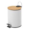 Lixeira 5 Litros Metal-Bambu Branco 21 X 26 X 26 Cm (1 unidade)